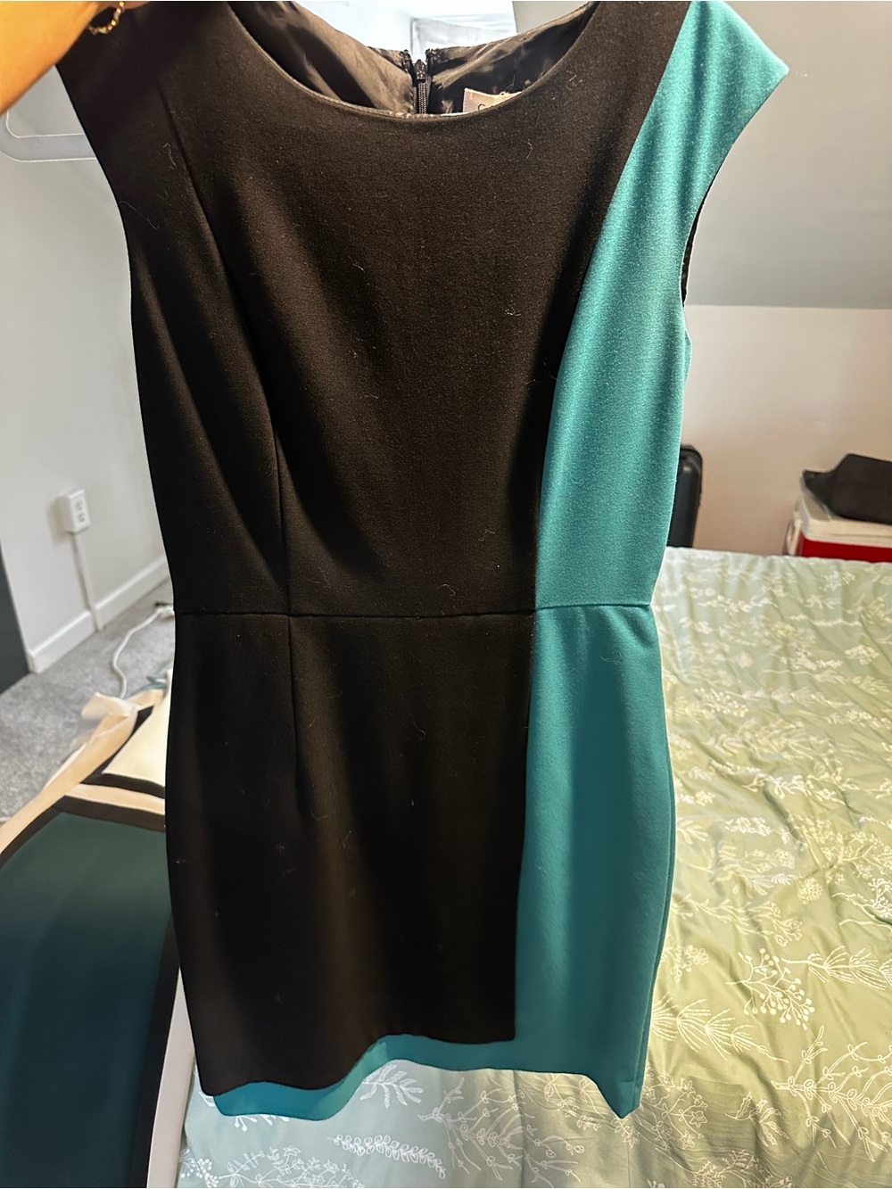 Calvin Klein Black and Teal Colorblock Mini Dress